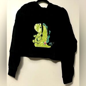 SHEIN, Cute dinosaur, crop top hoodie, with small ears on hood.